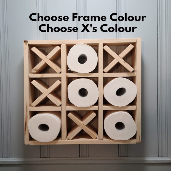 Tic Tac Toe Bathroom Shelf showing to Choose Frame and X's Colour