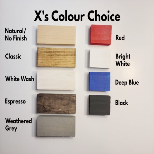 Tic-Tac-Toe Shelf X's Colour Choices: Natural/No finish, Classic, White Wash, Espresso, Weathered Grey, Red, Bright White, Deep Blue, Black