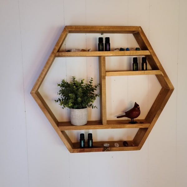 Hexagon Shelf, Essential Oil Shelf, Crystal Shelf, with 5 shelves