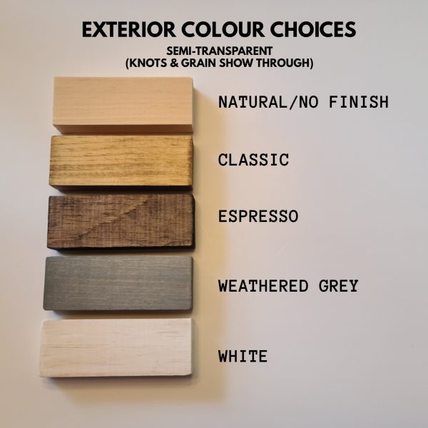 Hexagon Shelves - Exterior Colour Choices, Natural/No finish, classic, espresso, weathered grey, white