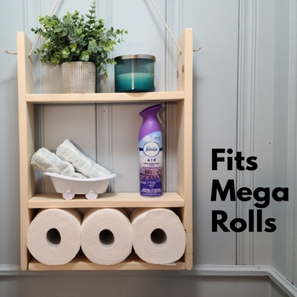 Ladder Shelf for Bathroom Storage - Fits Mega Rolls
