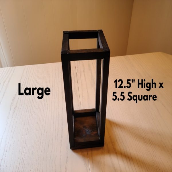 Wood Lantern Candle Holder Table Centerpieces Large - Single Wood Lantern - 12.5 inches high by 5.5 inches square