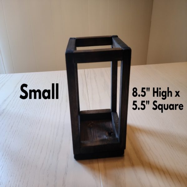 Wood Lantern Table Centerpiece- Single - Small Size - 8.5 inches high by 5.5 inches square