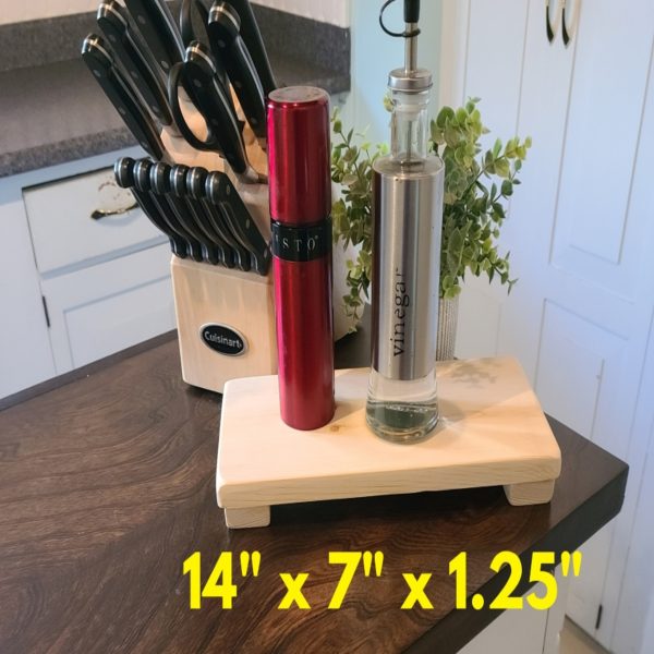 Wood Riser - dimensions - 14 inches long by 7 inches wide by 1.25 inches high