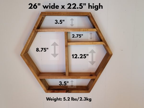 Hexagon Shelf, essential oil Shelf multi shelved - 26" wide by 22.5 inches high